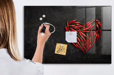 Glass dry erase board magnetic Heart of peppers