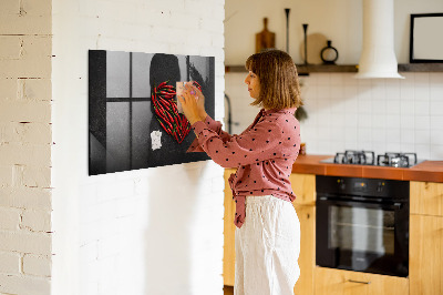 Glass dry erase board magnetic Heart of peppers