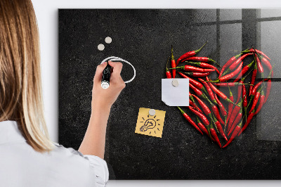 Glass dry erase board magnetic Heart of peppers