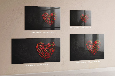 Glass dry erase board magnetic Heart of peppers