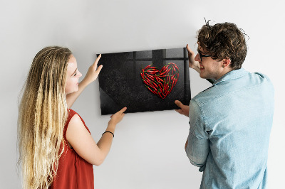 Glass dry erase board magnetic Heart of peppers