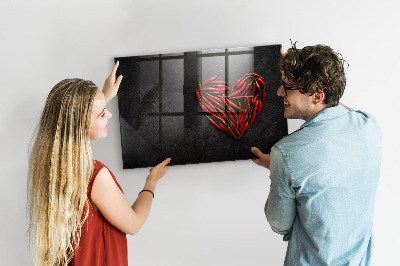 Glass dry erase board magnetic Heart of peppers