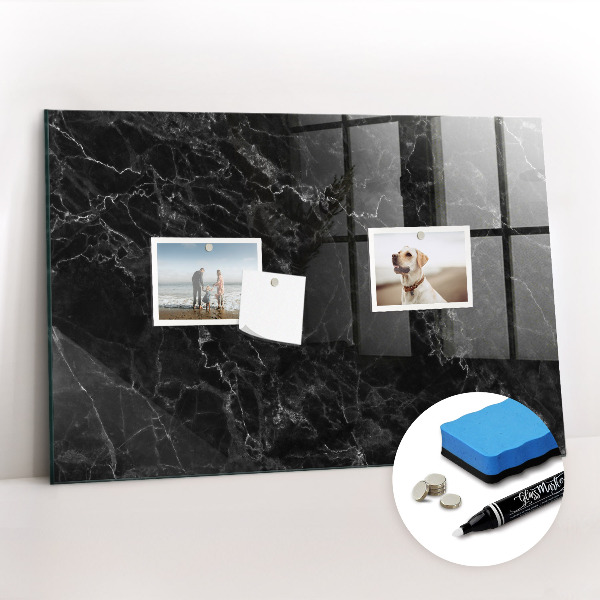 Glass dry erase board magnetic Dark marble