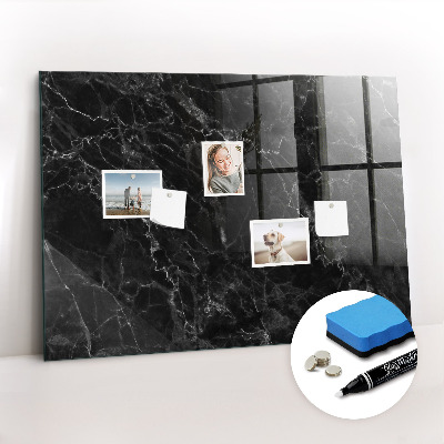 Glass dry erase board magnetic Dark marble