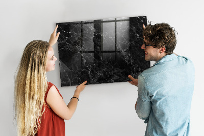 Glass dry erase board magnetic Dark marble
