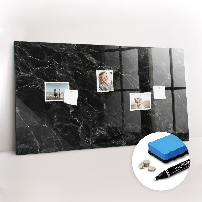 Glass dry erase board magnetic Dark marble