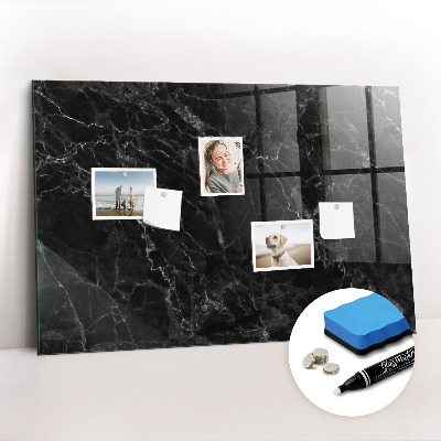 Glass dry erase board magnetic Dark marble