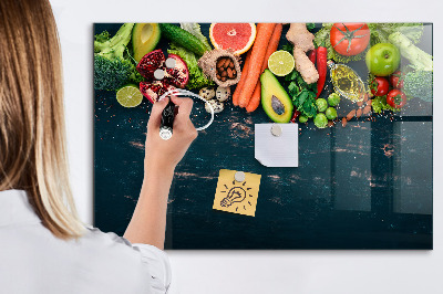 Glass dry erase board magnetic Vegetables on the table