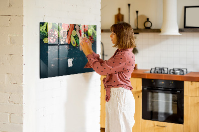 Glass dry erase board magnetic Vegetables on the table