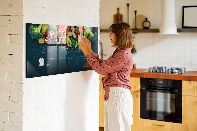 Glass dry erase board magnetic Vegetables on the table