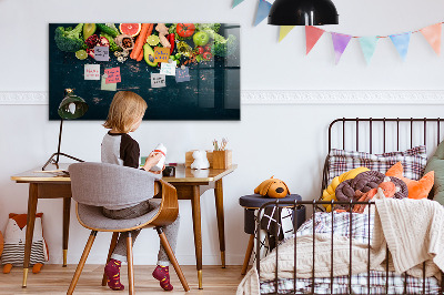 Glass dry erase board magnetic Vegetables on the table