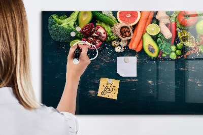 Glass dry erase board magnetic Vegetables on the table