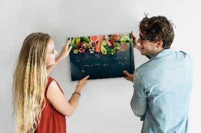 Glass dry erase board magnetic Vegetables on the table