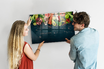 Glass dry erase board magnetic Vegetables on the table