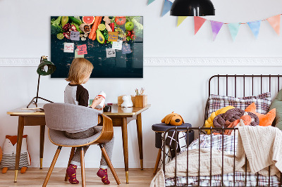 Glass dry erase board magnetic Vegetables on the table