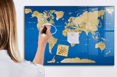Glass dry erase board magnetic World countries