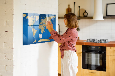 Glass dry erase board magnetic World countries