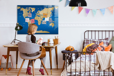 Glass dry erase board magnetic World countries