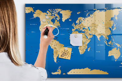 Glass dry erase board magnetic World countries