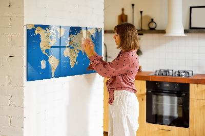 Glass dry erase board magnetic World countries