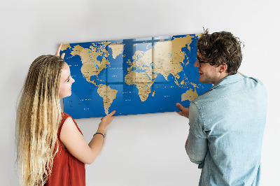 Glass dry erase board magnetic World countries