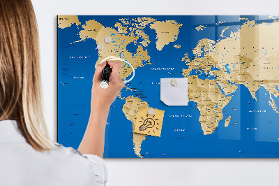 Glass dry erase board magnetic World countries