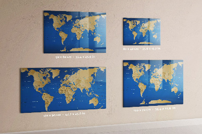 Glass dry erase board magnetic World countries