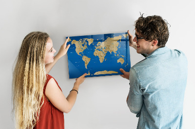 Glass dry erase board magnetic World countries