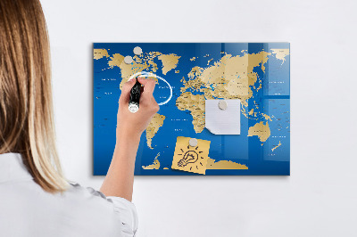 Glass dry erase board magnetic World countries