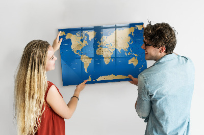 Glass dry erase board magnetic World countries