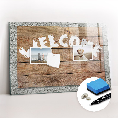 Magnetic glass board Welcome sign