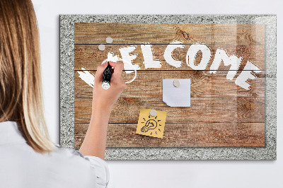 Magnetic glass board Welcome sign