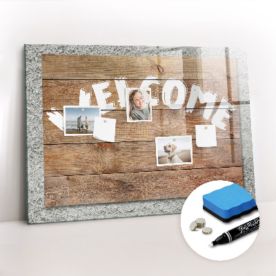 Magnetic glass board Welcome sign