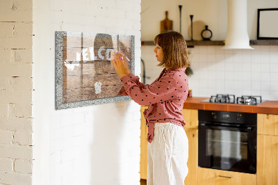 Magnetic glass board Welcome sign