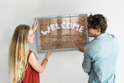 Magnetic glass board Welcome sign