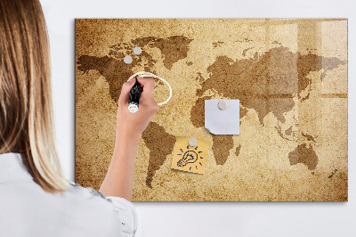 Magnetic marker board Vintage world map