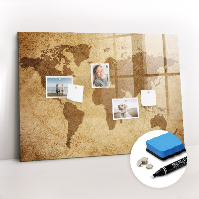 Magnetic marker board Vintage world map