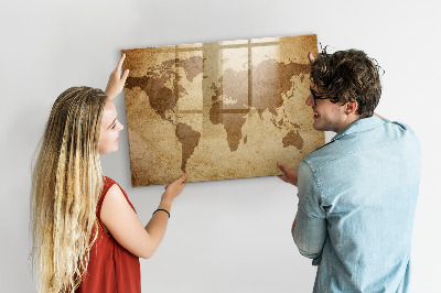 Magnetic marker board Vintage world map