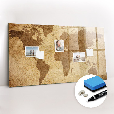 Magnetic marker board Vintage world map