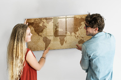 Magnetic marker board Vintage world map