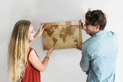 Magnetic glass board Vintage world map