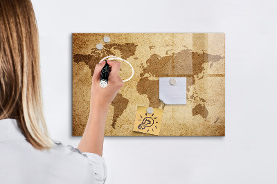 Magnetic marker board Vintage world map