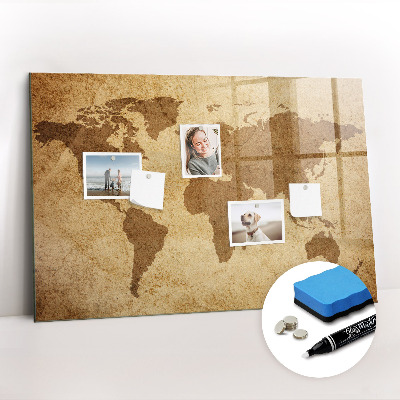 Magnetic marker board Vintage world map