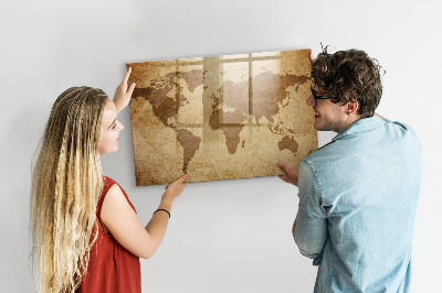 Magnetic marker board Vintage world map
