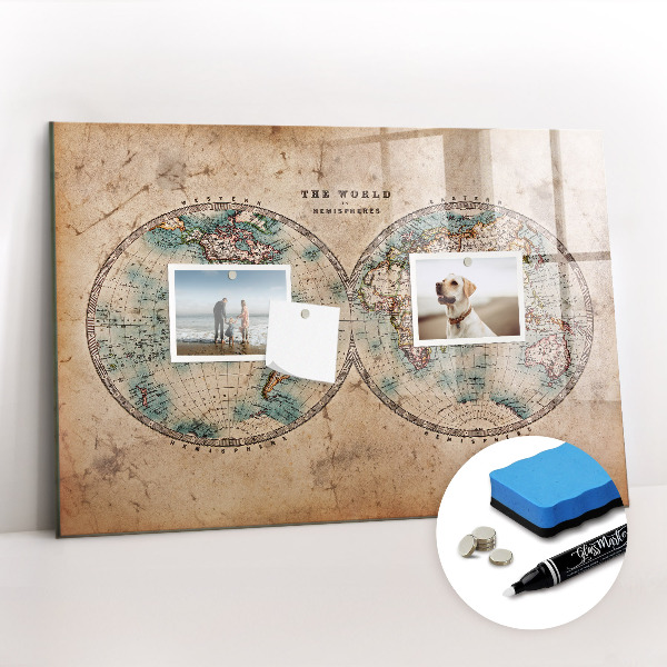 Magnetic marker board World globe map