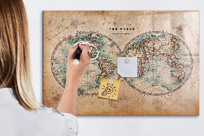Magnetic marker board World globe map