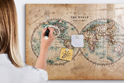 Magnetic dry erase board World globe map