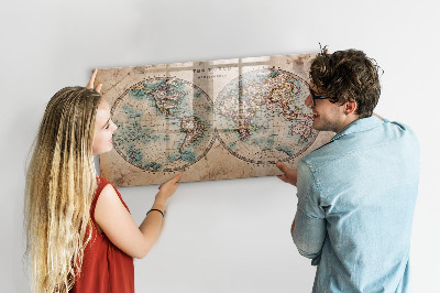 Magnetic dry erase board World globe map