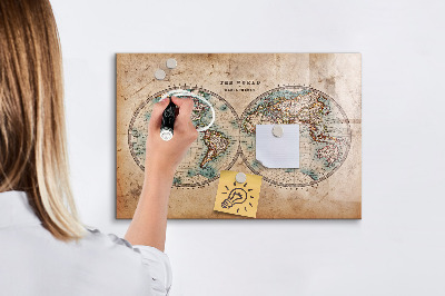 Magnetic marker board World globe map