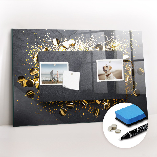 Magnetic glass board Golden confetti